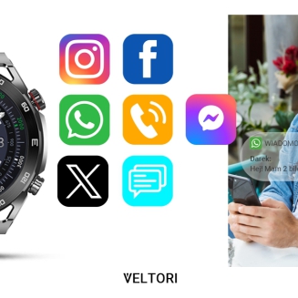 Smartwatch VELTORI VT100-1 + Czarny Pasek Silikonowy + Czarny Eko Skóra - 19