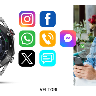 Smartwatch VELTORI VT100-1 + Czarny Pasek Silikonowy + Czarny Eko Skóra - 19