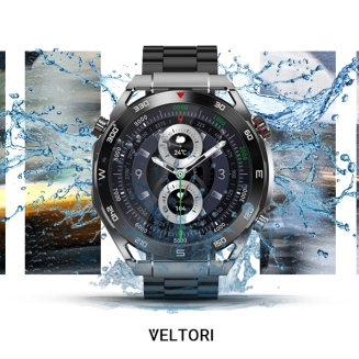 Smartwatch VELTORI VT100-1 + Czarny Pasek Silikonowy + Czarny Eko Skóra - 26