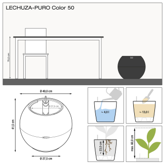 Donica Lechuza Puro Color 50 biały - 3