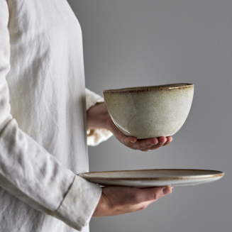 Zestaw porcelany śniadaniowy Bloomingville Sandrine Nature 12 szt. - 2