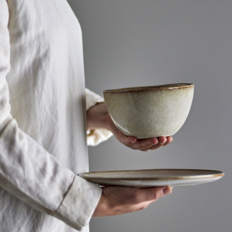 Zestaw porcelany śniadaniowy Bloomingville Sandrine Nature 12 szt. - 2