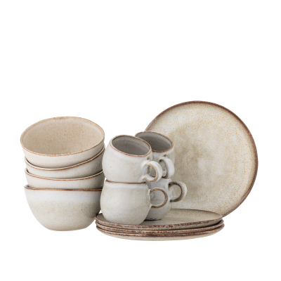 Zestaw porcelany śniadaniowy Bloomingville Sandrine Nature 12 szt.