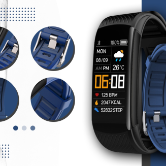 Smartwatch GIEWONT Czarno Granatowy 2 Paski GW200-6 - 3