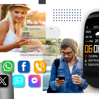 Smartwatch GIEWONT Czarno Granatowy 2 Paski GW200-6 - 8