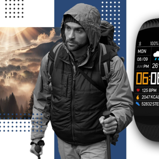 Smartwatch GIEWONT Czarno Granatowy 2 Paski GW200-6 - 10