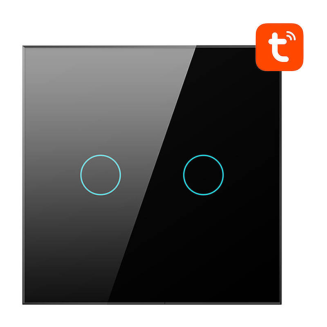 Włącznik światła AVATTO TS02-EU-B2 Wi-Fi 2-przyciski (czarny) - 2