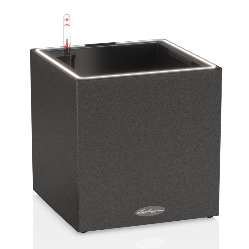 Lechuza Canto Stone 30 LED cube flowerpot graphite black