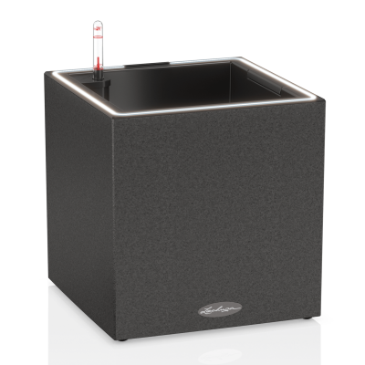 Donica Lechuza Canto Stone 30 LED kostka grafitowy czarny