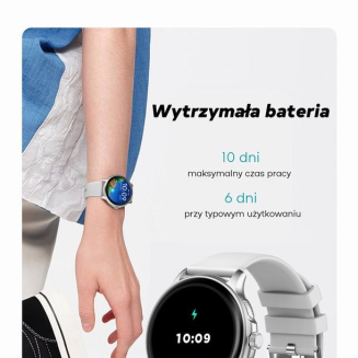 Smartwatch Damski GRAVITY GT12-6 Fioletowy Pasek Silikonowy + Srebrna Bransoleta - 15