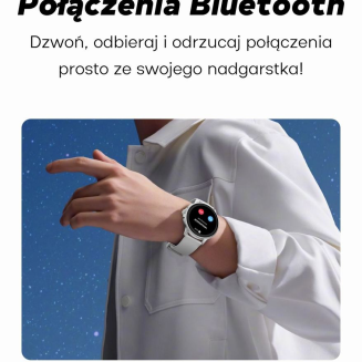 Smartwatch Damski GRAVITY GT12-6 Fioletowy Pasek Silikonowy + Srebrna Bransoleta - 16