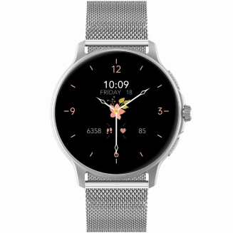 Smartwatch Damski GRAVITY GT12-6 Fioletowy Pasek Silikonowy + Srebrna Bransoleta - 6