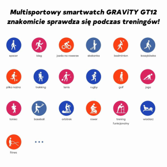 Smartwatch Damski GRAVITY GT12-1 Czarny Pasek Silikonowy + Czarna Bransoleta - 17