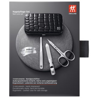 Zestaw do manicure Zwilling Classic Inox czarne skórzane pudełko 3 elementy - 5