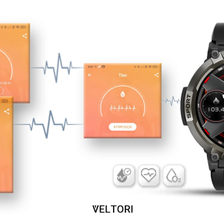 Smartwatch VELTORI VT140-1 Czarny Pasek Silikonowy - 11