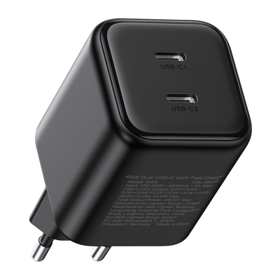 Ładowarka sieciowa UGREEN X526 45W GaN 2xUSB-C (czarna)