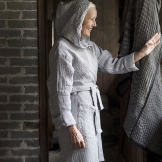  Lapuan Kankurit Terva bathrobe with hood white-gray S - 6