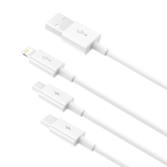 Kabel USB 3w1 Baseus Superior Series, USB do micro USB / USB-C / Lightning, 3.5A, 1.5m (biały) - 5
