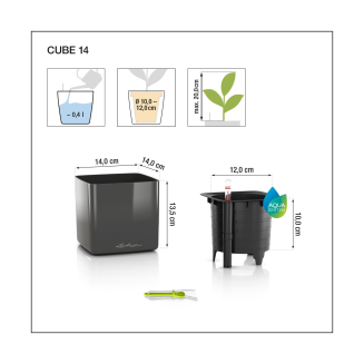  Lechuza Cube Glossy 14 herb pot | 16 glossy anthracite - 3
