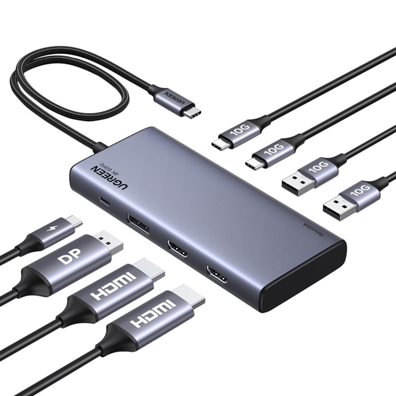  Hub UGREEN CM639 8in1 USB-C 2x HDMI DP 4K 60Hz