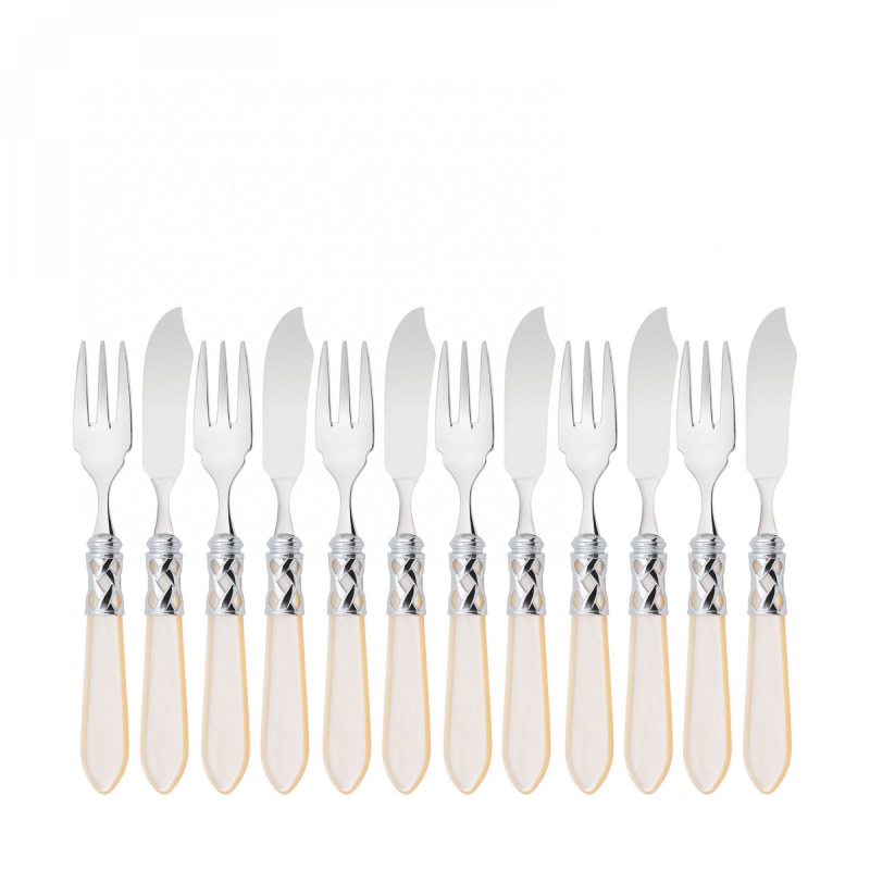 Zestaw do serwowania ryb Casa Bugatti Aladdin Ivory/Steel 12 cz.