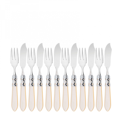 Zestaw do serwowania ryb Casa Bugatti Aladdin Ivory/Steel 12 cz.