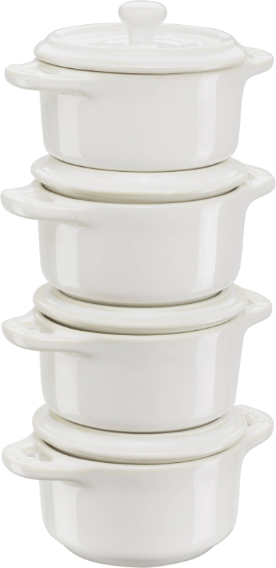 Staub Mini Cocotte Okrągły, 4 szt. - 200 ml, Kość słoniowa | JESIENNA PROMOCJA