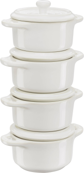 Staub Mini Cocotte Okrągły, 4 szt. - 200 ml, Kość słoniowa