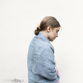 Szal lniany Lapuan Kankurit TSAVO petroleum-rose 70x200 cm - 3