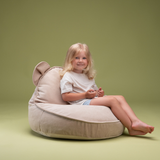 Wigiwama Bear Velvet Dusty Beige Children's Pouf - 5