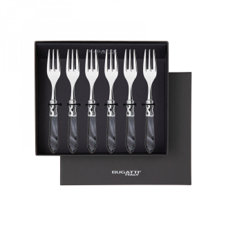 Komplet 6 widelczyków do ciasta w prezentowym opakowaniu Casa Bugatti Aladdin Black/Steel - 2