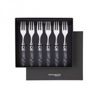 Komplet 6 widelczyków do ciasta w prezentowym opakowaniu Casa Bugatti Aladdin Black/Steel - 2