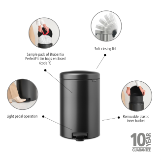 Kosz łazienkowy Brabantia NewIcon 20l Confident Grey - 11