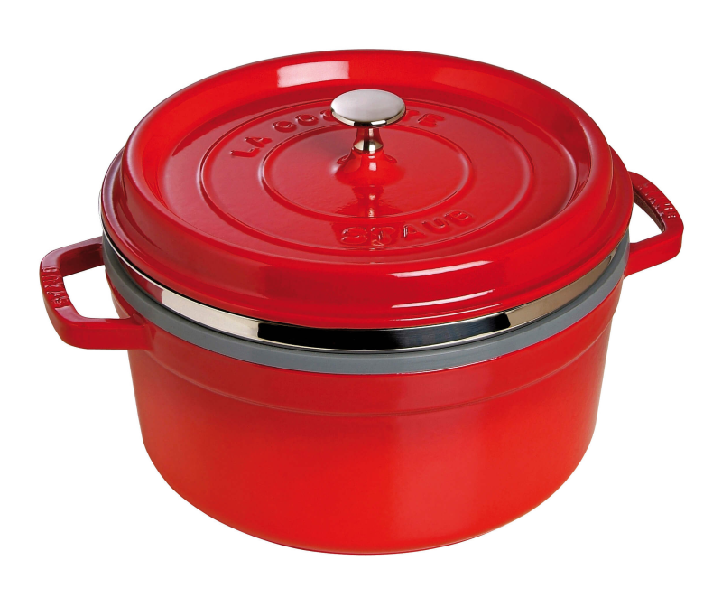Garnek żeliwny okrągły z wkładem Staub - Czerwony, 5.25 ltr | JESIENNA PROMOCJA