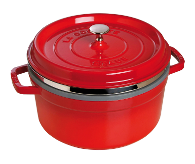 Garnek żeliwny okrągły z wkładem Staub - Czerwony, 5.25 ltr | CENA BLACK WEEKS