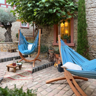  La Siesta Udine Organic Blue Zebra hammock chair with stand - 15