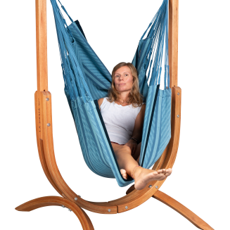 Fotel hamakowy ze stojakiem La Siesta Udine Organic Blue Zebra Comfort - 3
