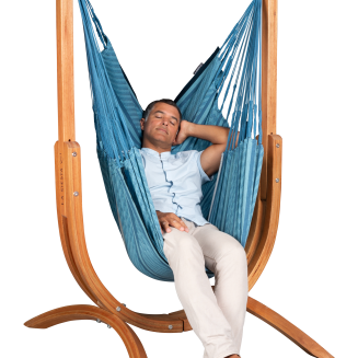 Fotel hamakowy ze stojakiem La Siesta Udine Organic Blue Zebra Comfort - 4