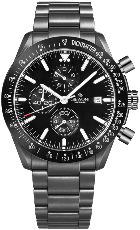 Zegarek Męski Giewont Chronograph Sapphire Czarny GW8720-B1