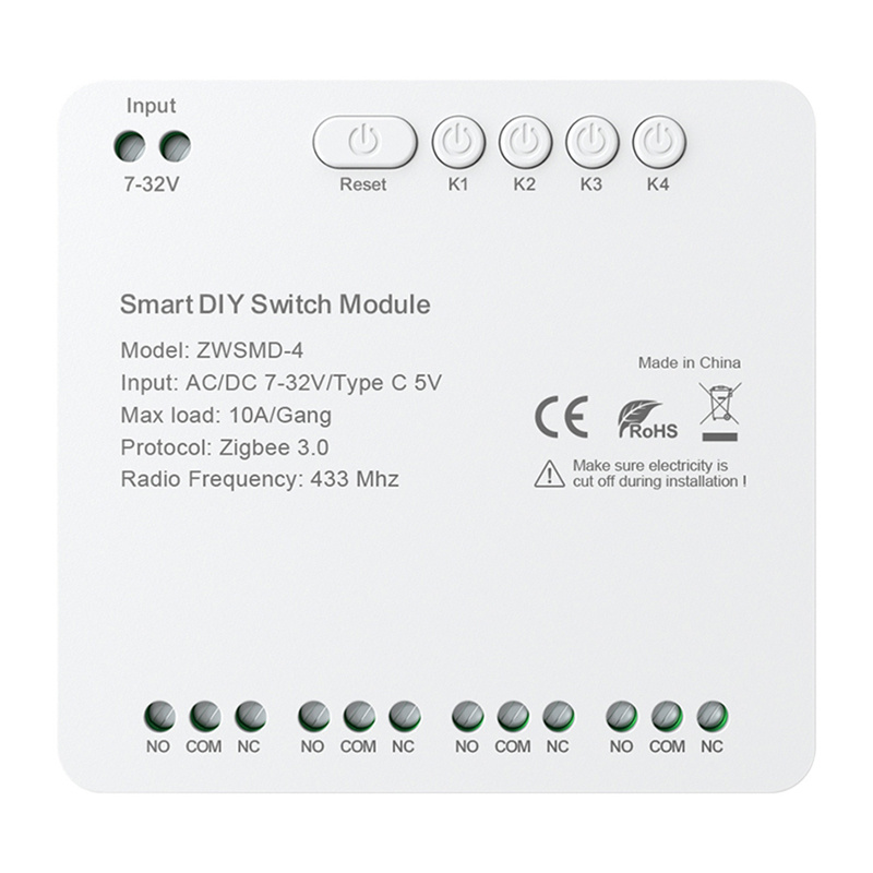  AVATTO ZWSMMD-4-32V ZigBee Relay 4-Channel DC 32V