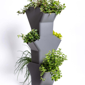 PLASTIA TREE 3-częściowa pionowa donica samonawadniająca szary - 2