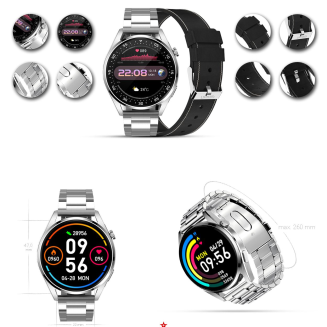 Smartwatch GIEWONT Vertex SmartCall GW450-5 Silver/Carbon Leather - 2