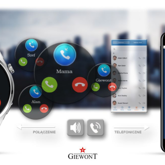 Smartwatch GIEWONT Vertex SmartCall GW450-5 Silver/Carbon Leather - 5