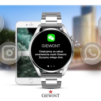 Smartwatch GIEWONT Vertex SmartCall GW450-5 Silver/Carbon Leather - 6