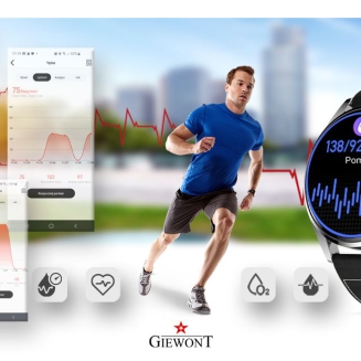 Smartwatch GIEWONT Vertex SmartCall GW450-5 Silver/Carbon Leather - 8