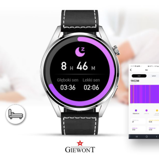 Smartwatch GIEWONT Vertex SmartCall GW450-5 Silver/Carbon Leather - 9