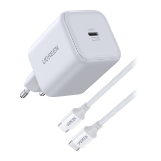Ładowarka sieciowa Ugreen X524 USB-C, GaN, 45W + kabel 1m (biała) - 2
