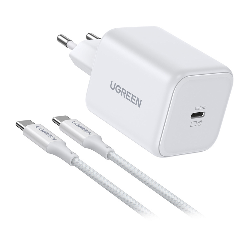 Ładowarka sieciowa Ugreen X524 USB-C, GaN, 45W + kabel 1m (biała)