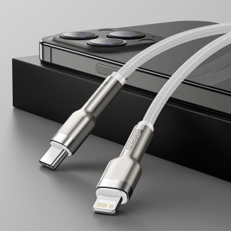 Kabel USB-C do Lightning Baseus Cafule, PD, 20W, 2m (biały) - 11