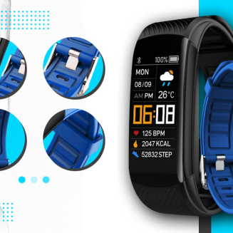 Smartwatch GIEWONT Czarno Niebieski 2 Paski GW200-7 - 3